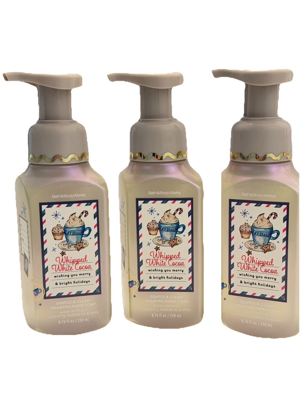 Set Of 3 - Bath & Body Works Whipped White Cocoa Foaming Hand Soap 8.75floz
